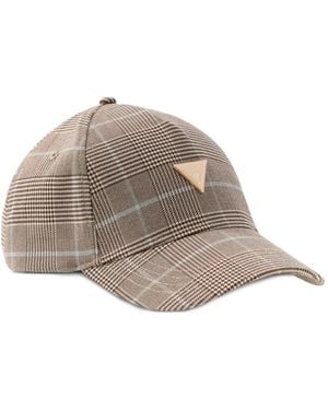Guess Multi Prince Of Wales Checked Cap - Brown