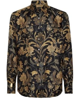 Billionaire Baroque-Print Shirt - Black