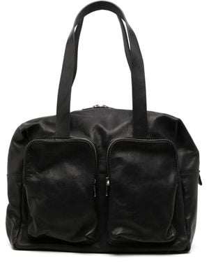 Guidi Schultertasche mit aufgesetzten Taschen - Schwarz