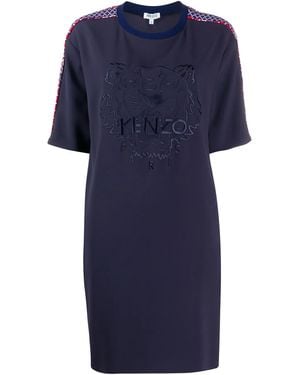 KENZO Logo-Embroidered Shift Dress - Blue