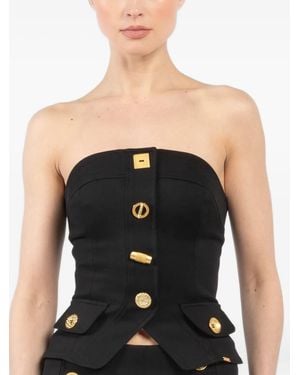 Franchise Buttoned Strapless Top - Black