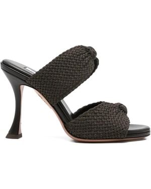 Aquazzura Knot-Detail Woven Sandals - Black