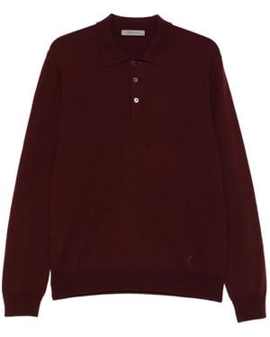Corneliani Polo-Neck Long-Sleeve Polo Shirt - Purple