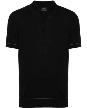 Brioni Piqué Cotton Polo Shirt - Black