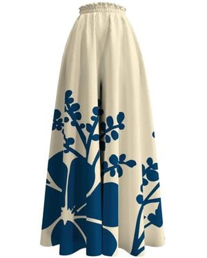 Diarrablu Pantalones Palazzo Jant Con Motivo Floral - Blanco
