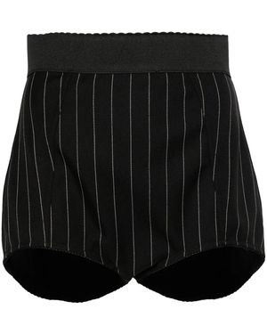 Dolce & Gabbana High-Waisted Pinstripe Shorts - Black