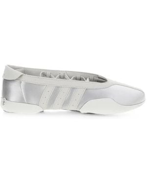 adidas Lace-Up Logo-Patch Ballet Flats - White