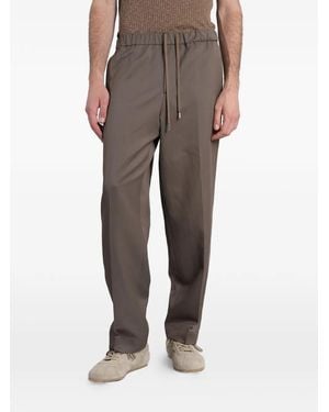 Costumein Drawstring-Waist Pressed-Crease Trousers - Brown