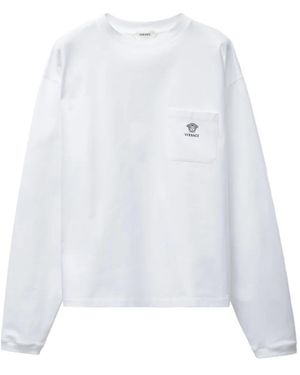 Versace Embroidered Cotton-Jersey T-Shirt - White