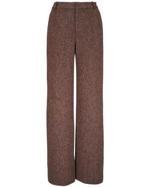 L'Agence Livvy Herringbone Trousers - Brown