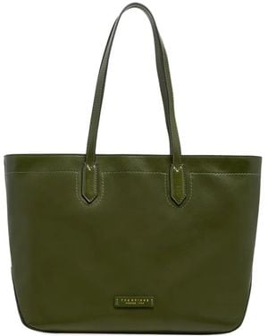 The Bridge Larissa Logo-Plaque Leather Tote Bag - Green