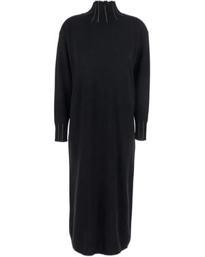 Fabiana Filippi Ribbed-Neckline Day Dress - Black