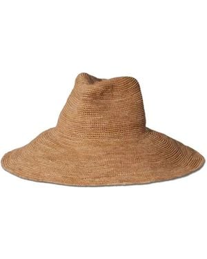 Janessa Leone Crochet Wide-Brim Hat - Brown