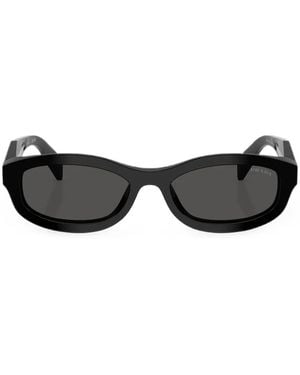 Prada Sculptural-Arm Oval-Frame Sunglasses - Black