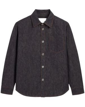 Ami Paris Cotton Overshirt With Ami De Coeur - Blue