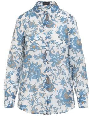 Etro Camisa Con Motivo Floral Y Botones - Azul