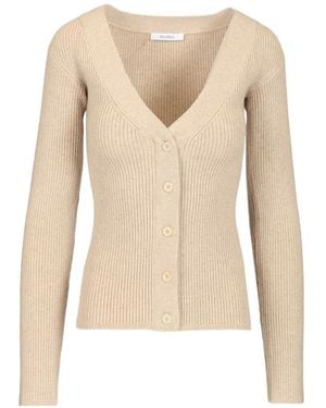 Max Mara Gioiosa Ribbed Cardigan - Natural