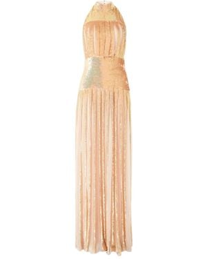 Temperley London Filigree Sequin-Embellished Pleated Dress - White