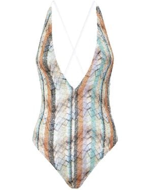 Missoni Striped Sequin Swimsuit - White