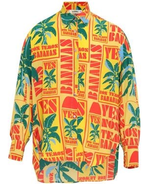 Amir Slama Palm-Print Shirt - Grey