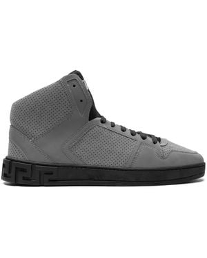 Versace Greca-Embossed High-Top Sneakers - Black