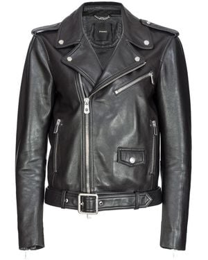 Pinko Costarica Leather Jacket With Belt - Black