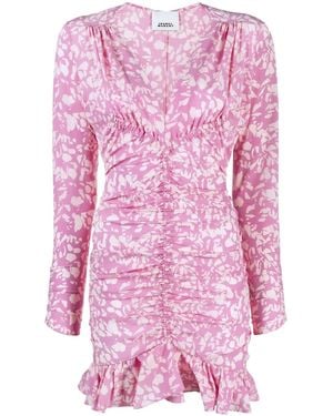 Isabel Marant Floral Ruched Minidress - Pink