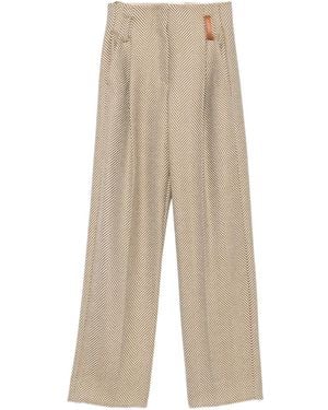 forte_forte Herringbone Pleated Trousers - Natural