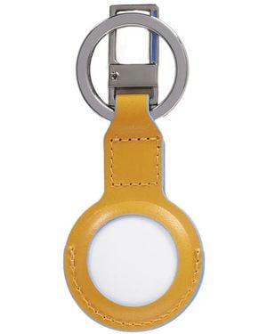 Piquadro Airtag Leather Keychain - Metallic