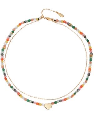 Bimba Y Lola Beaded Heart-Pendant Necklace - Metallic
