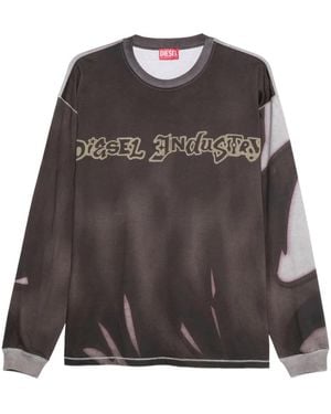 DIESEL Logo-print Long-sleeves Sweatshirt - Brown
