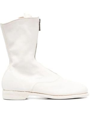 Guidi Front-Zip Ankle Boots - White