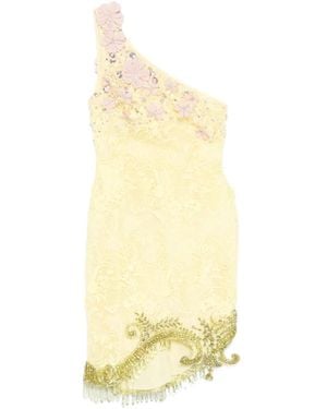 Georges Hobeika One-Shoulder-Minikleid Mit Blumendetail - Gelb