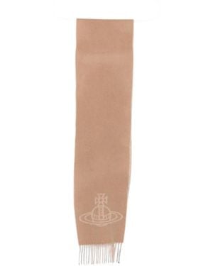 Vivienne Westwood Orb-Motif Fringed Scarf - White