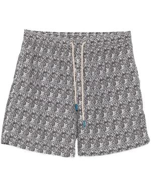 Fefe Coral-Print Drawstring Swim Shorts - Grey