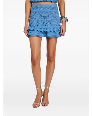retroféte Florrie Ruffled Crochet Mini Skirt - Blue