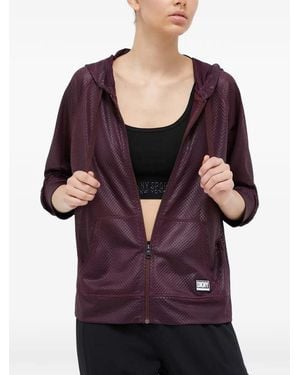 DKNY Hooded Zip-Fastening Jacket - Purple