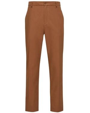 Moncler Technical Pleated Cotton Trousers - Brown