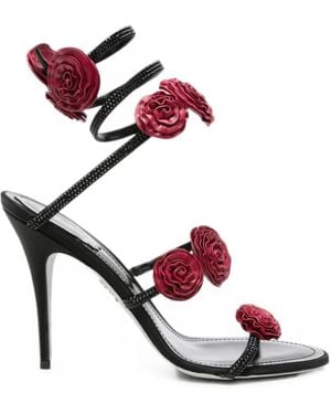 Rene Caovilla Floral-Embellished Wrap-Around Sandals - White