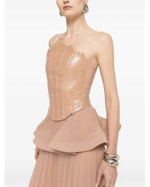 Nissa Sequined Corset Top - Natural
