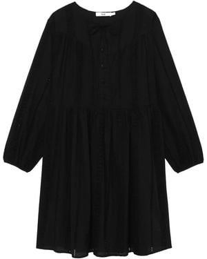B+ AB Lace-Detail Cotton Smock Dress - Black