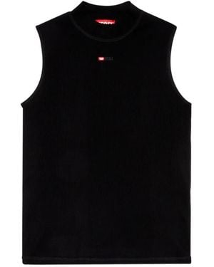 DIESEL Top Sin Mangas T-Mokky Con Logo Bordado - Negro