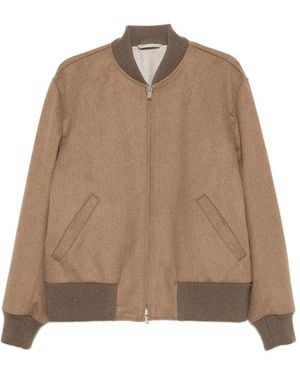 Lardini Chaqueta Con Cremallera Y Ribete De Canalé - Marrón