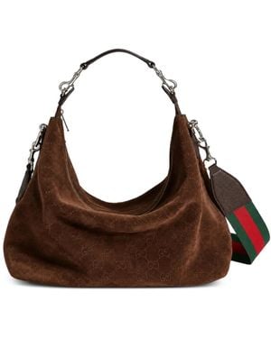 Gucci Brera Perforated Gg Shoulder Bag - Brown