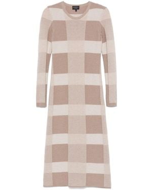 Emporio Armani Checked Midi Dress - Natural