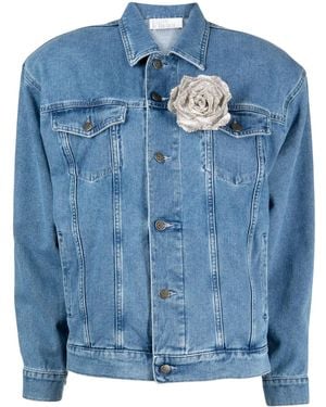 GIUSEPPE DI MORABITO Faux-Flower Denim Jacket - Blue