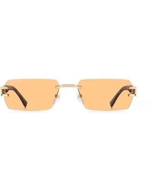 DSquared² Logo-Plaque Rectangle-Frame Sunglasses - Metallic