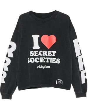RRR123 Graphic-Print Long-Sleeve T-Shirt - Black
