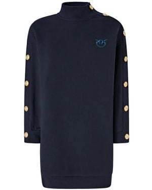 Pinko Button-Detailed High-Neck Mini Dress - Blue