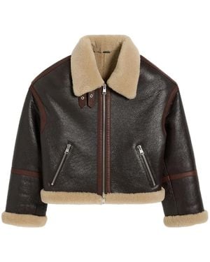 Ami Paris Shearling Zipped Jacket - Black
